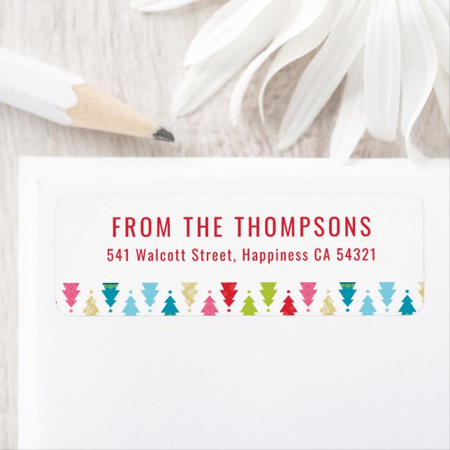 SENDER modern festive christmas tree pattern color Label (Insitu)