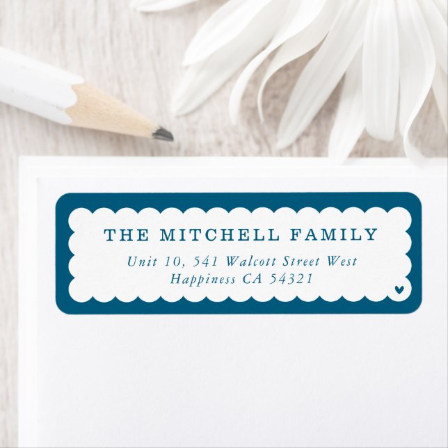 SENDER modern minimal cute scallop dark blue Label (Insitu)