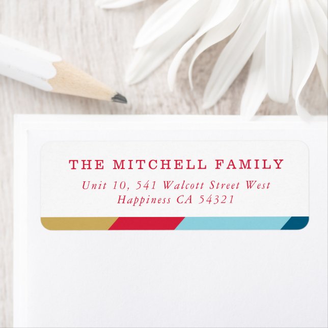 SENDER modern minimal geometric red gold blue Label (Insitu)