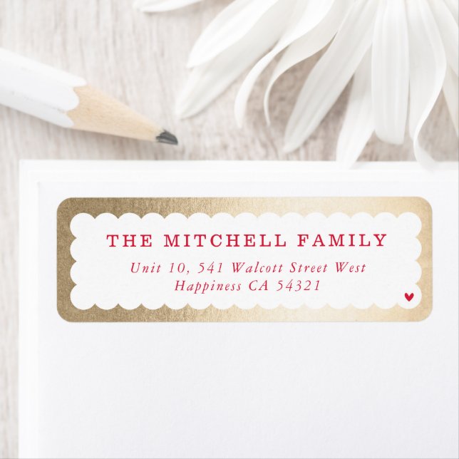 SENDER modern minimal scallop banner gold red Label (Insitu)