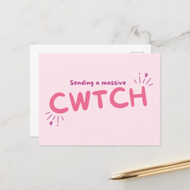 Sending a massive cwtch (cuddle) postcard (Front/Back In Situ)