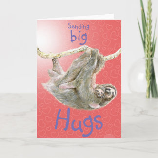 "Sending big hugs" Sloth mum and baby. Customize Card