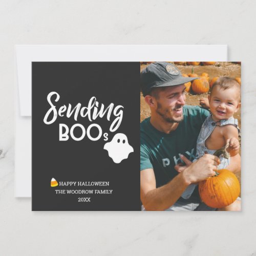 Sending Boos Custom Halloween Photo with Candy Card