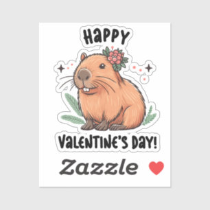 Sending Capybara Love on Valentine's Day Sticker