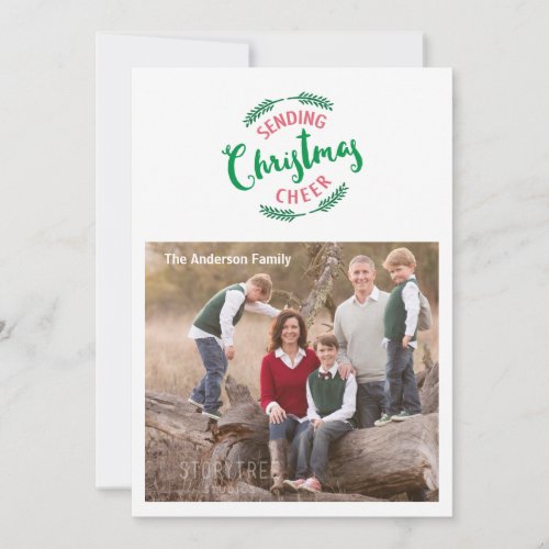 Sending Christmas Cheer  Pine Branches Photo Holiday Card