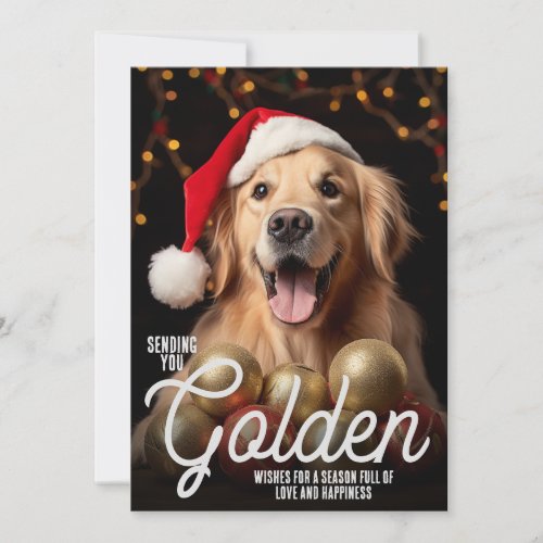 Sending Golden Wishes Christmas Retriever Dog Xmas Holiday Card