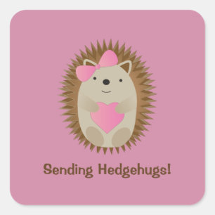 Sending Hedgehugs Cute Cartoon Girl Hedgehog Square Sticker