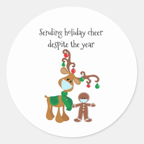 Sending Holiday Cheer Despite the Year Classic Round Sticker