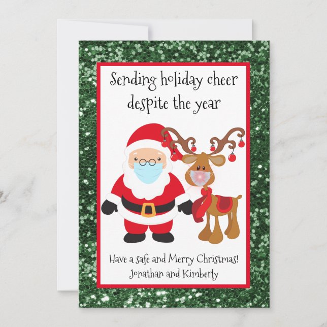 Sending Holiday Cheer Despite the Year Glitter Card (Front)