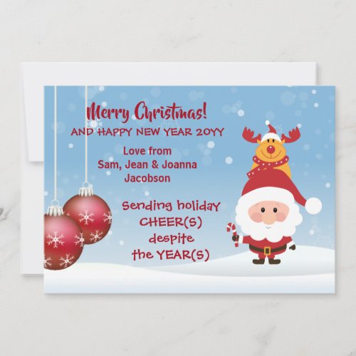 Sending Holiday Cheers Cute Funny Santa Rudolph