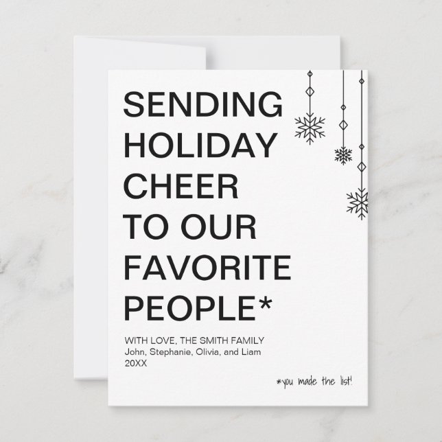 Sending Holiday Cheer to Our Favorite People Card (Front)