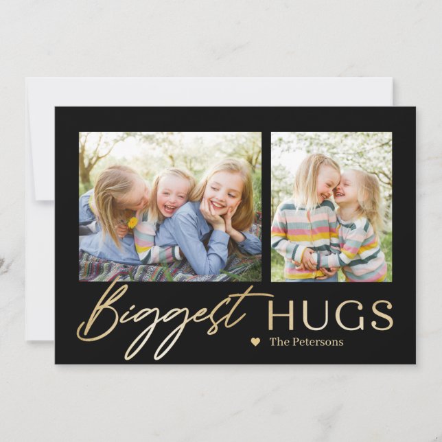 Sending Hugs 2-Photos Holiday Card (Front)