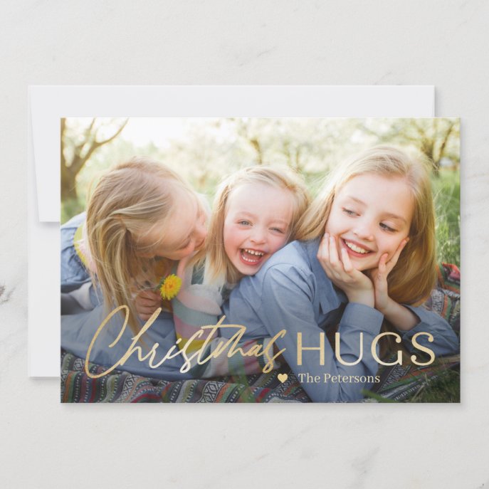 Sending Hugs Modern Christmas Photo Card