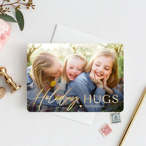 Sending Hugs Modern Holiday Photo Card