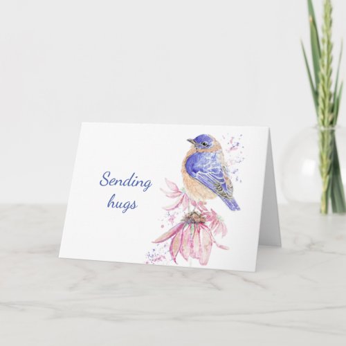 Sending Hugs Sympathy Loss Bluebird  Card