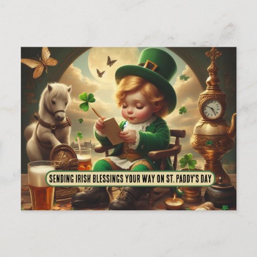 Sending Irish Blessings Your Way on St Paddys Postcard