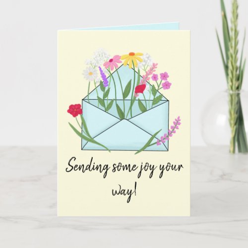 Sending Joy Cute Flowers in Envelope Greeting Card