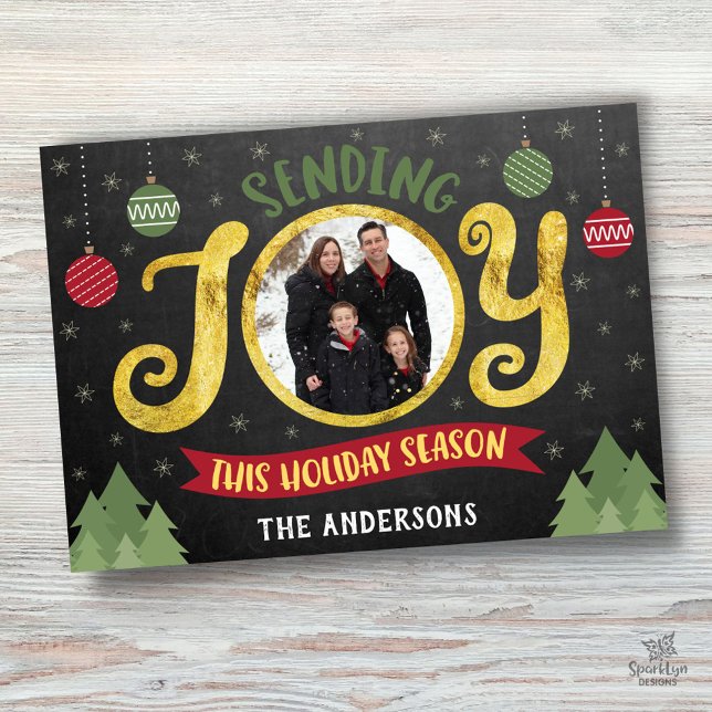 Sending Joy Holiday Season Gold Christmas Ornament (Glitter details are simulated in artwork. No actual glitter will be used in the making of product.)