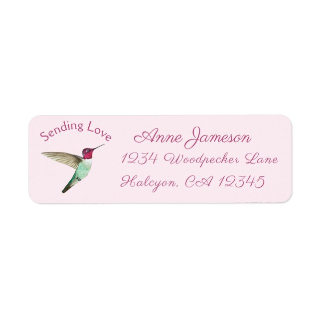 Sending Love Anna's Hummingbird Label (Front)
