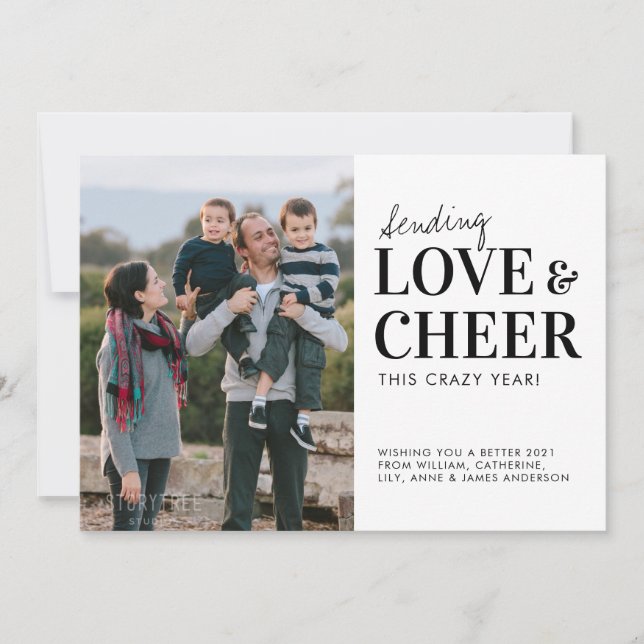 Sending Love Cheer This Crazy Year Photo New Year Holiday Card (Front)