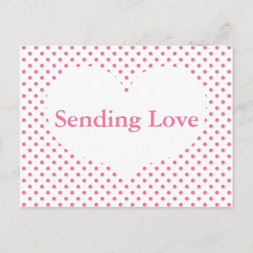 Sending Love _ Cute Heart with Pink Polkadots Postcard