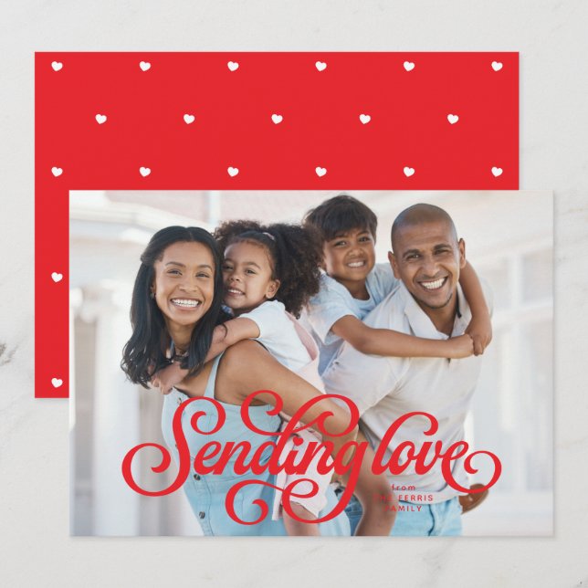 Sending love cute red one photo Valentine Holiday Card (Front/Back)