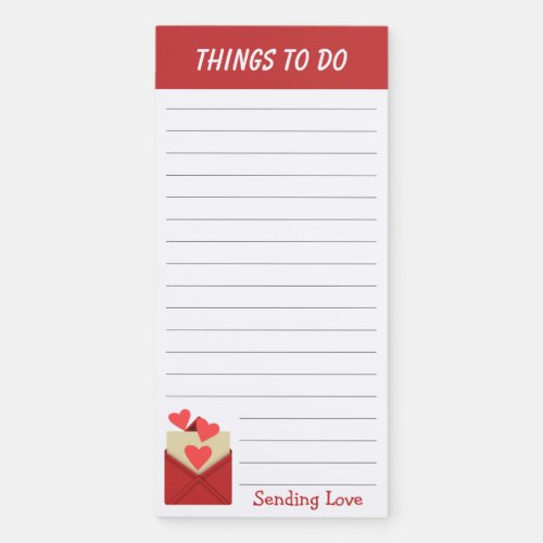 Sending Love Envelope And Hearts To Do List  Magnetic Notepad