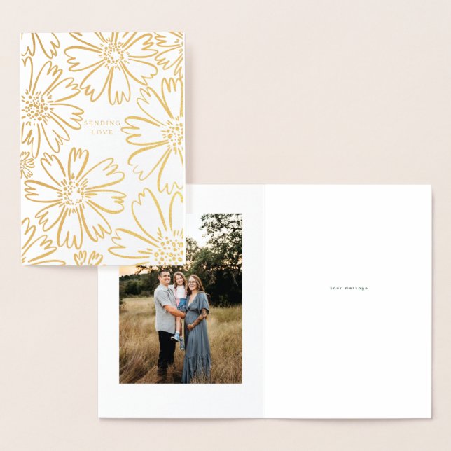 Sending love floral design with photo inside foil card (Display)