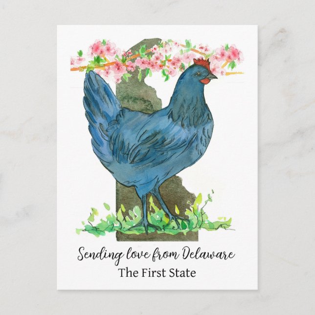 Sending Love From Delaware Peach Blossom  Flower  Postcard (Front)