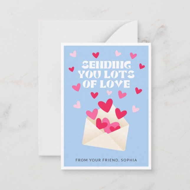 Sending Love Mail Hearts Envelope Valentine's Day Note Card (Front)