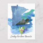 Sending Love Minnesota Loon Lady Slipper Lake Postcard