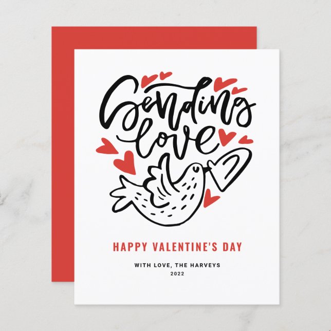 Sending Love Modern Calligraphy Valentine's Day (Front/Back)