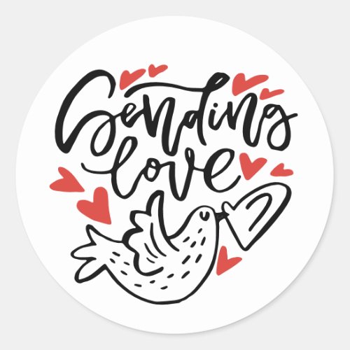 Sending Love Modern Calligraphy Valentines Day Classic Round Sticker