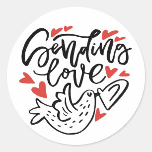 Sending Love Modern Calligraphy Valentine's Day Classic Round Sticker