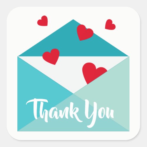 Sending Love Red Hearts Thank You Square Sticker