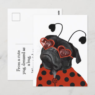 Sending Love With A Cute Love Pug Postcard