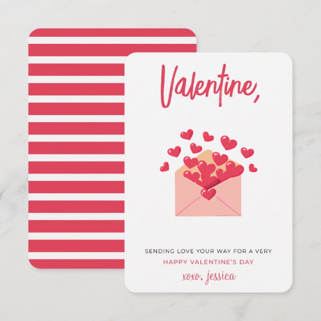 Sending Love your Way Kids Valentines Day  Note Card (Front/Back)