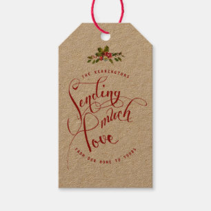 Sending Much Love Holly Floral Holiday Gift Tag