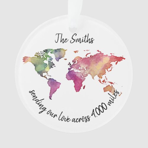 sending our love across the world map photo ornament
