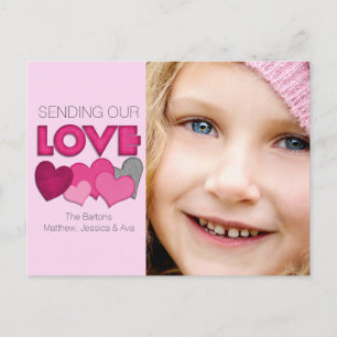 Sending Our Love Custom Photo Valentine's Day Holiday Postcard
