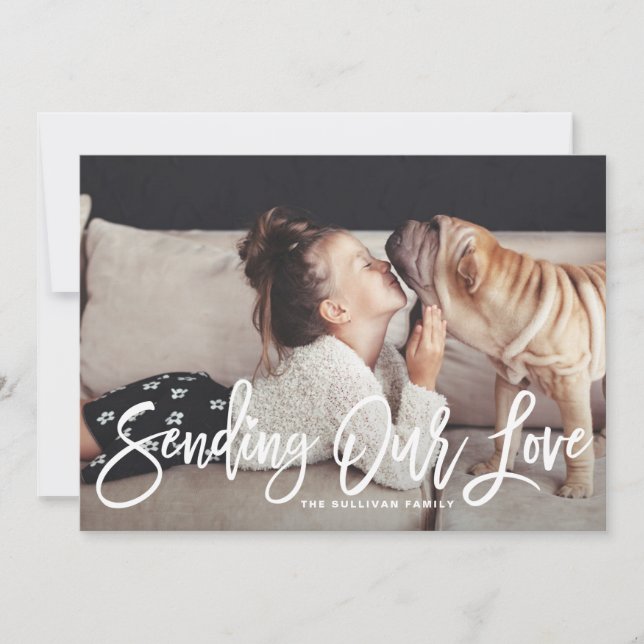 Sending Our Love Hand Lettered Valentine's Day II Holiday Card (Front)