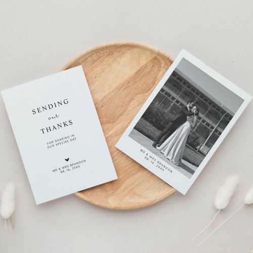 Sending Our Thanks  Simple Photo Wedding Thank You Card