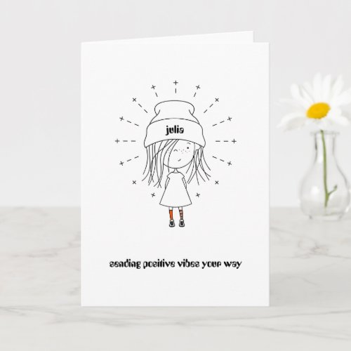 Sending Positive Vibes Your WayCute GirlAdd Name Card