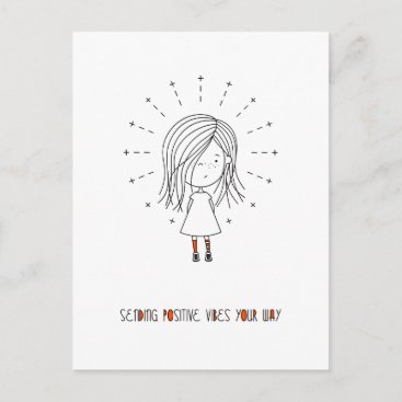 Sending Positive Vibes Your Way Cute Girl Postcard