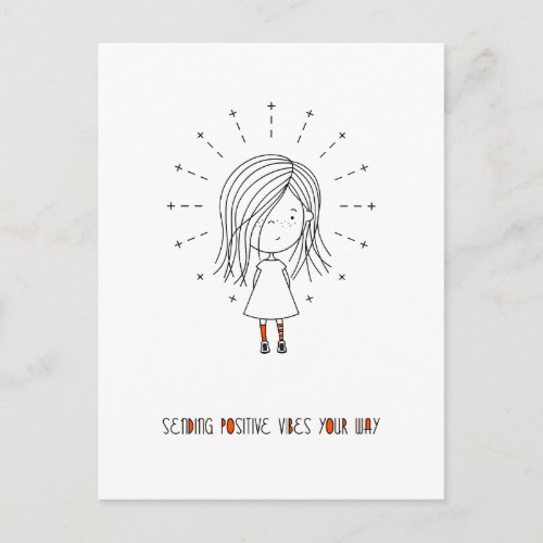 Sending Positive Vibes Your Way Cute Girl Postcard