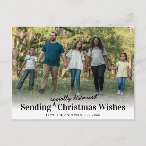 Sending Socially Distanced Christmas Wishes Photo Holiday Postcard