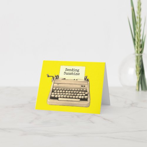 Sending Sunshine Retro Typewriter Cute Get Well  Note Card