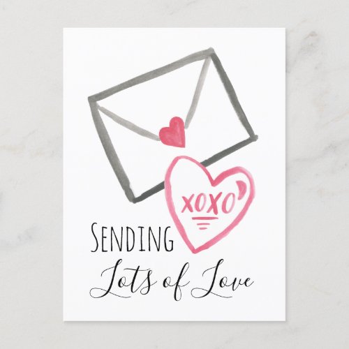 Sending Valentines Love Letter Xoxo Heart Holiday Postcard