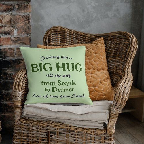 Sending you a Big Hug from one city to another Throw Pillow