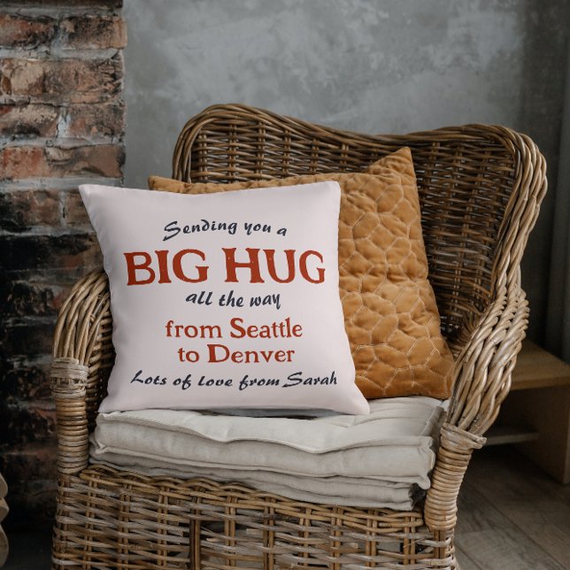 Sending you a Big Hug from one city to another Throw Pillow (Creator Uploaded)